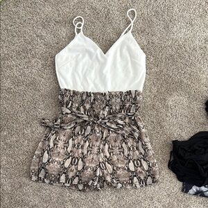 Fashion Nova White and Snake Print Jumpsuit